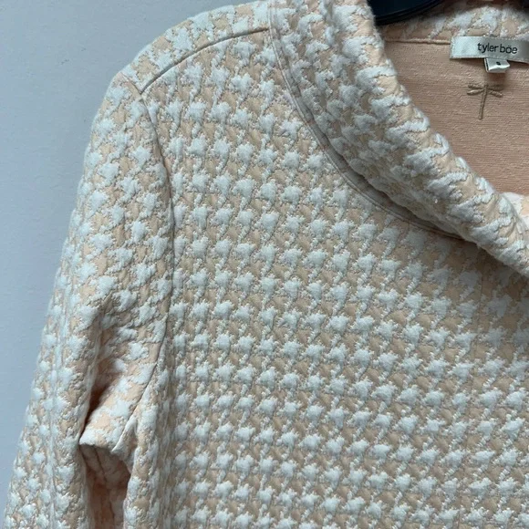 Tyler Boe cowl neck peachy pink long sleeve dress classic small houndstooth - Picture 3 of 4